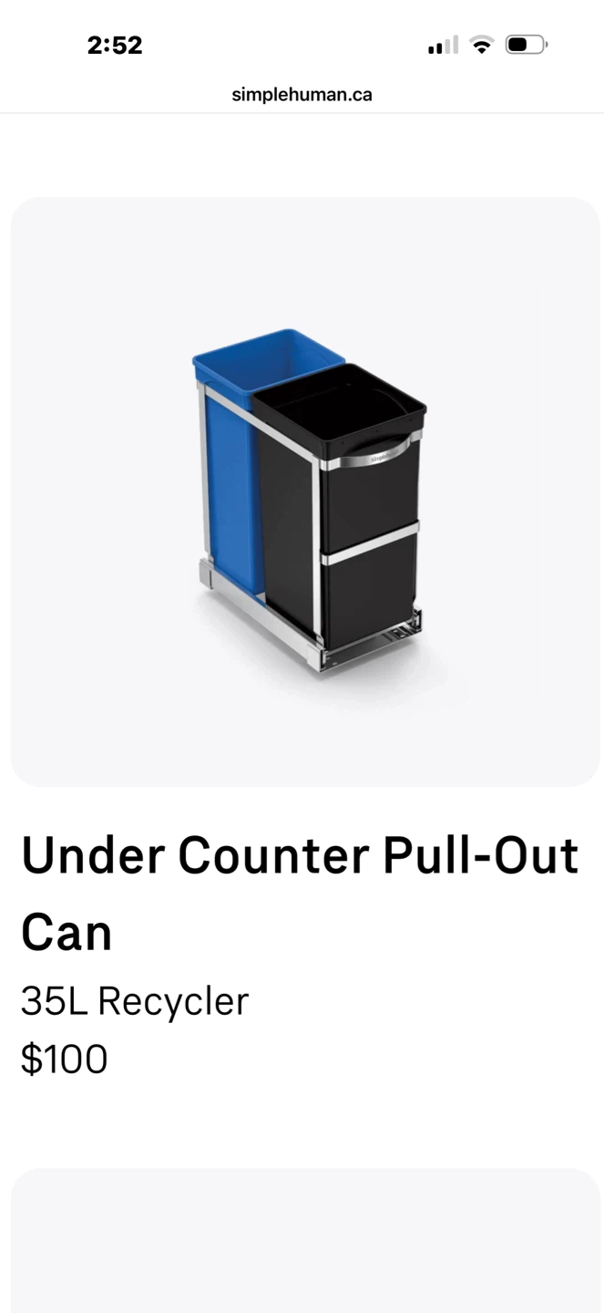 simplehuman Under Counter Pull-Out Can 35L Recycler