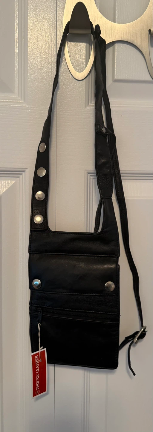 Phoenix Leather Black Crossbody Bag