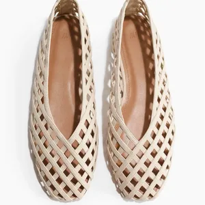 Cream Woven Ballet Flats