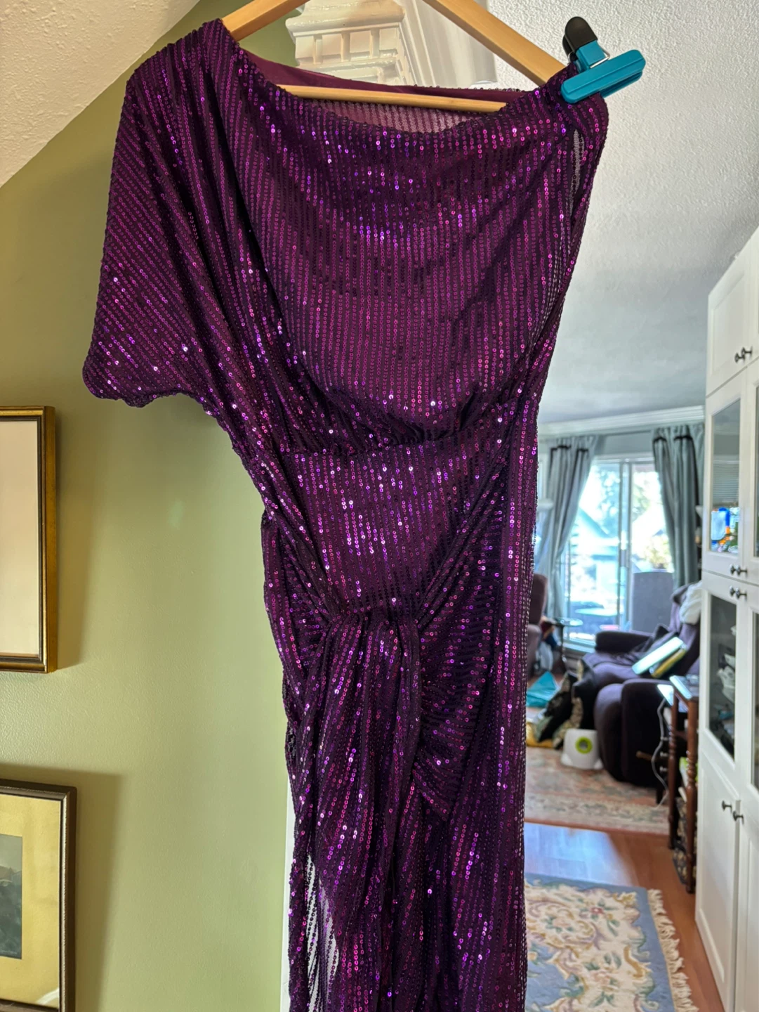 Purple Sequin One-Shoulder Dress - photo 2