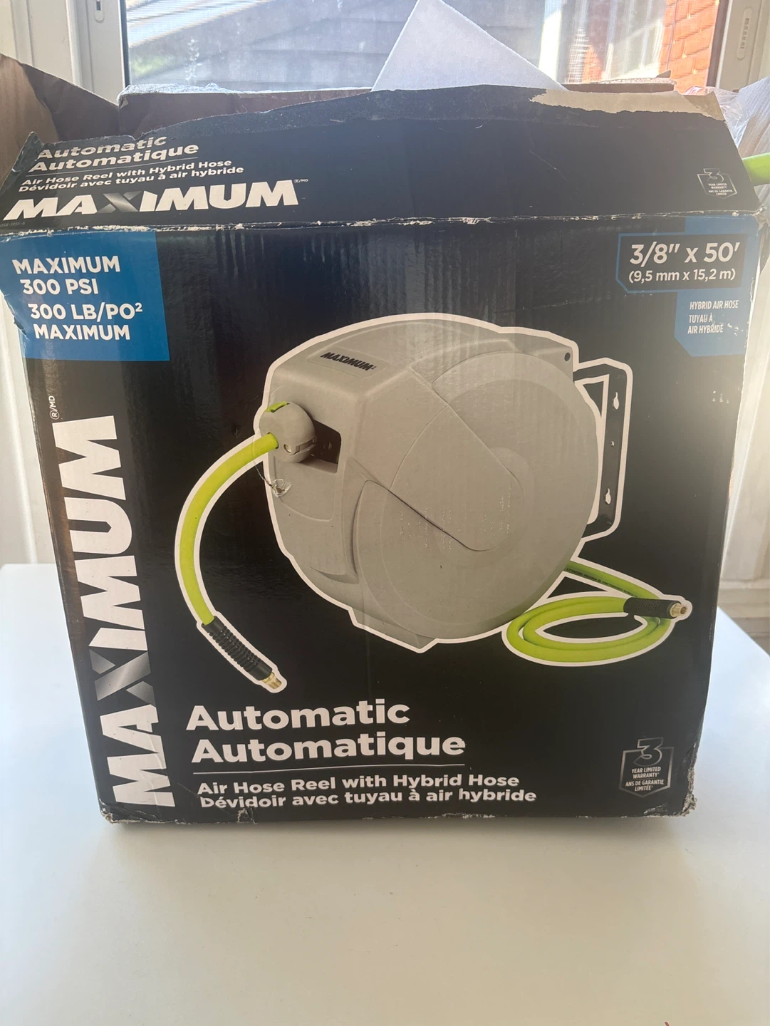 MAXIMUM Automatic Air Hose Reel with Hybrid Hose