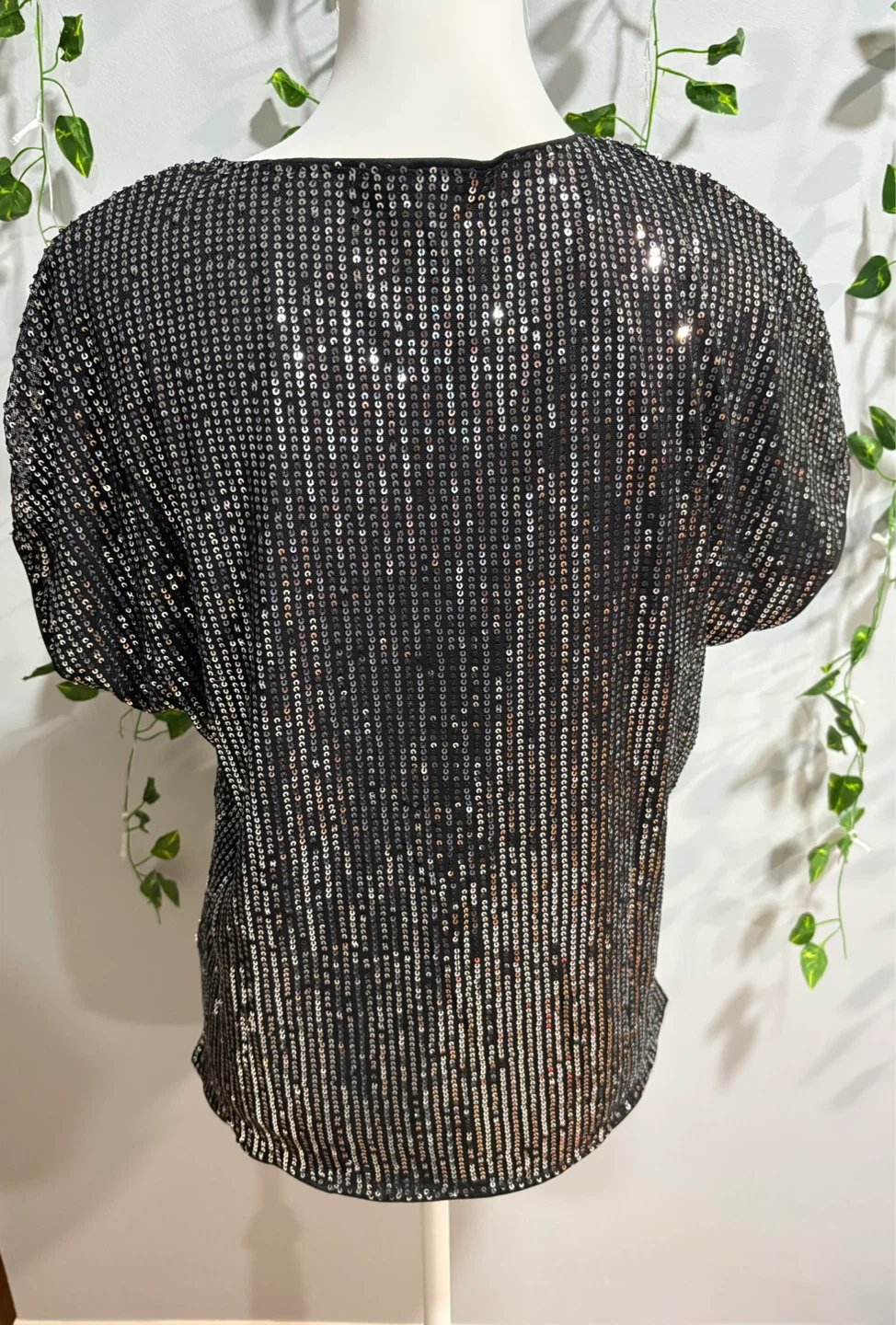 Sparkly Black Sequin Short Sleeve Top - photo 2