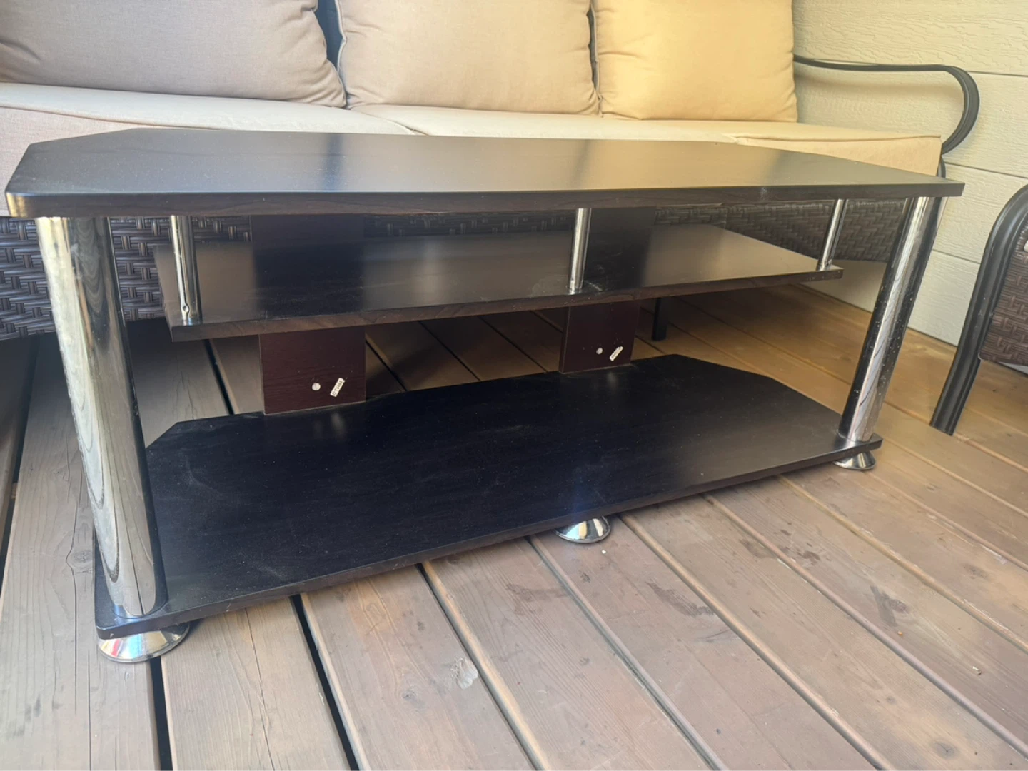 Dark brown TV Stand with Shelves