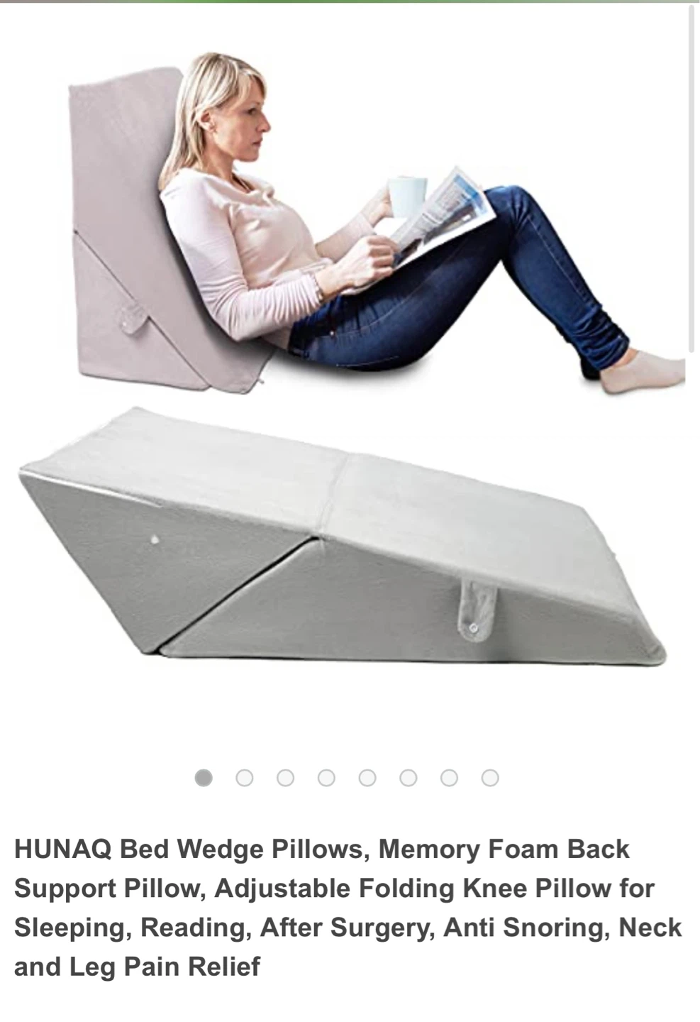HUNAQ Convertible Wedge Pillow for Sleeping & Reading