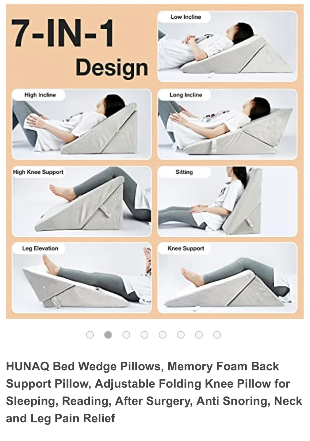 HUNAQ Convertible Wedge Pillow for Sleeping & Reading - photo 5