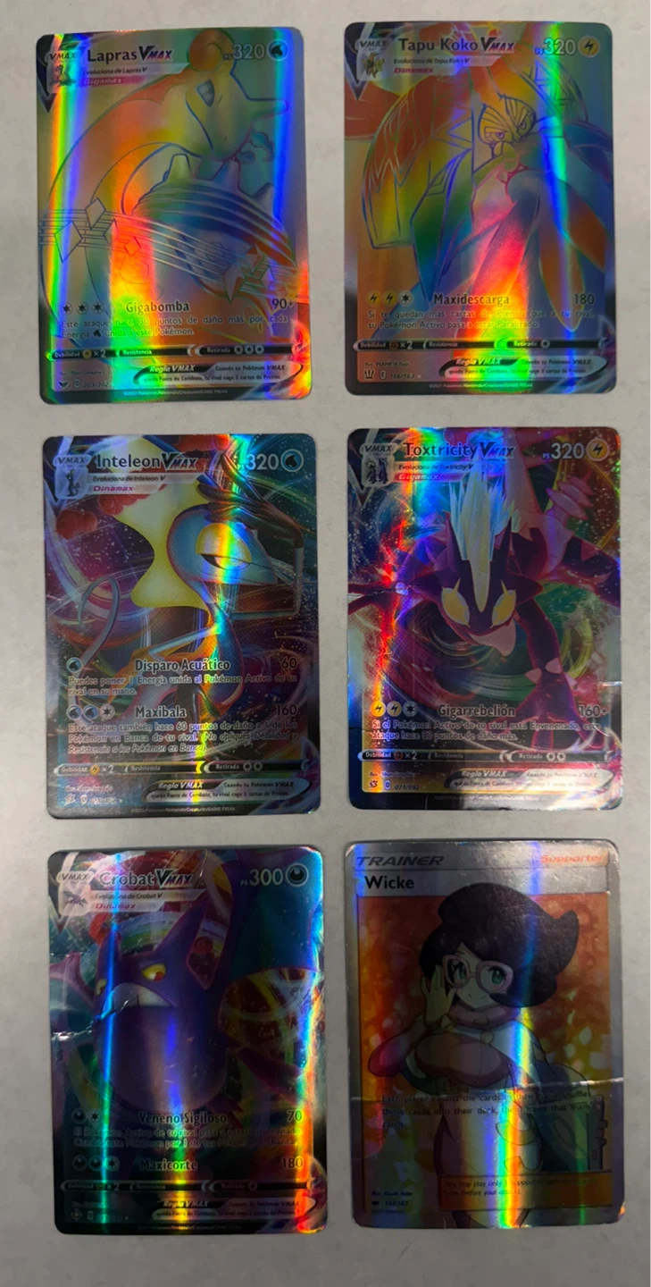 Pokemon 6 VMAX Trading Cards USED