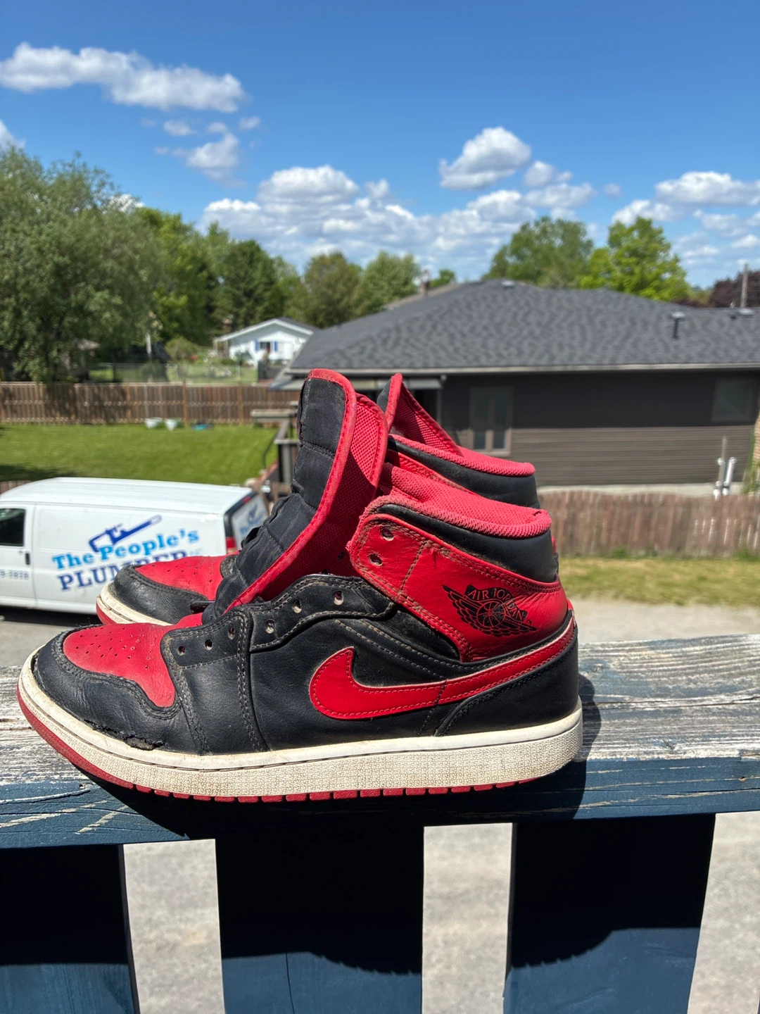 Air Jordan 1 Mid Red Black Sneakers - photo 2