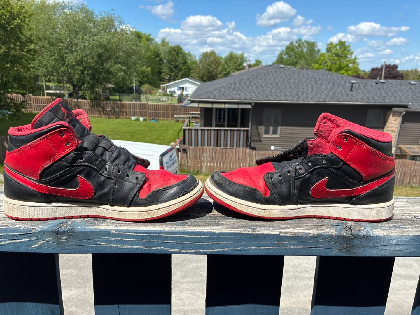 Air Jordan 1 Mid Red Black Sneakers - photo 4