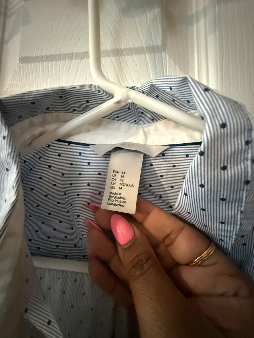 H&M Blue Polka Dot Button-Up Shirt