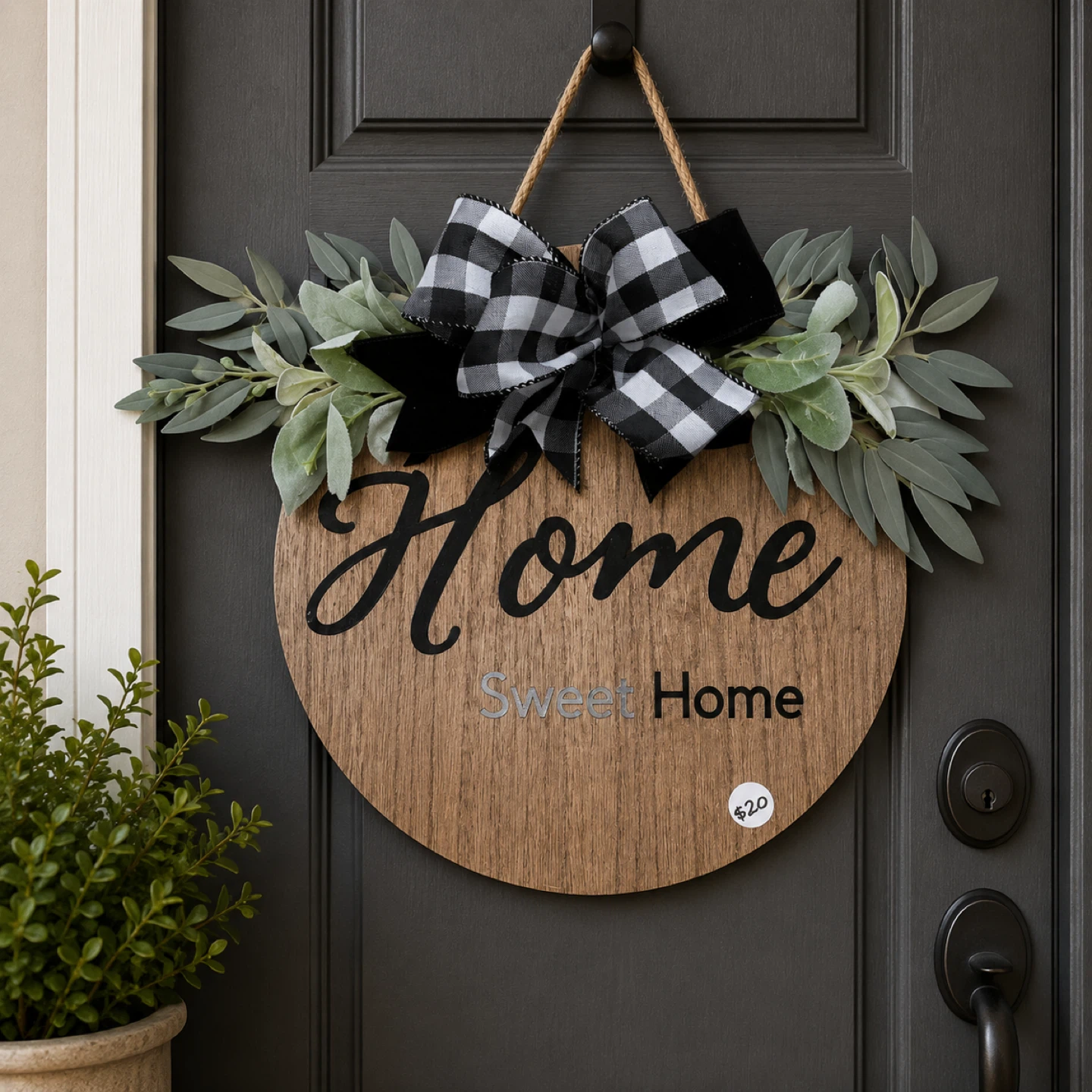 Round Welcome Home Door Hanger with Bow - photo 3