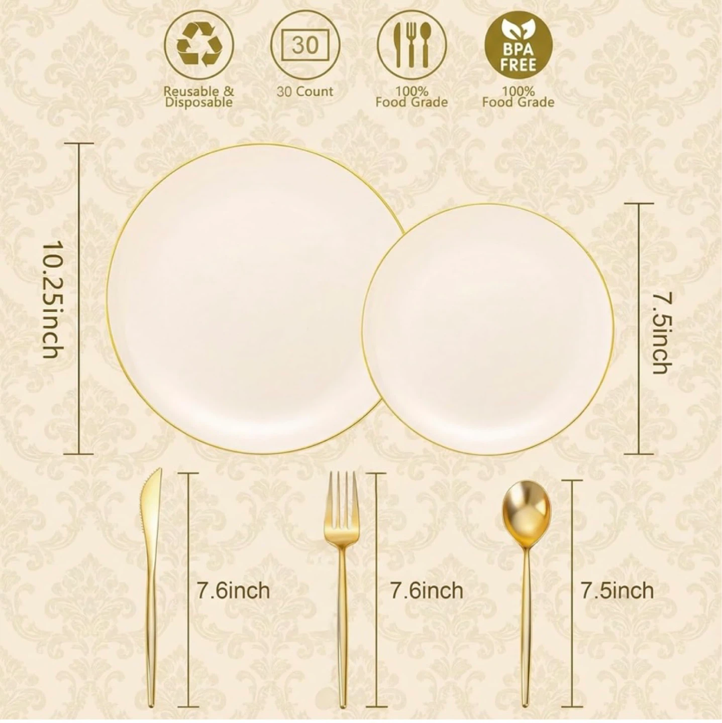 New 150Pcs Plastic Disposable Plates and Cutlery - photo 2
