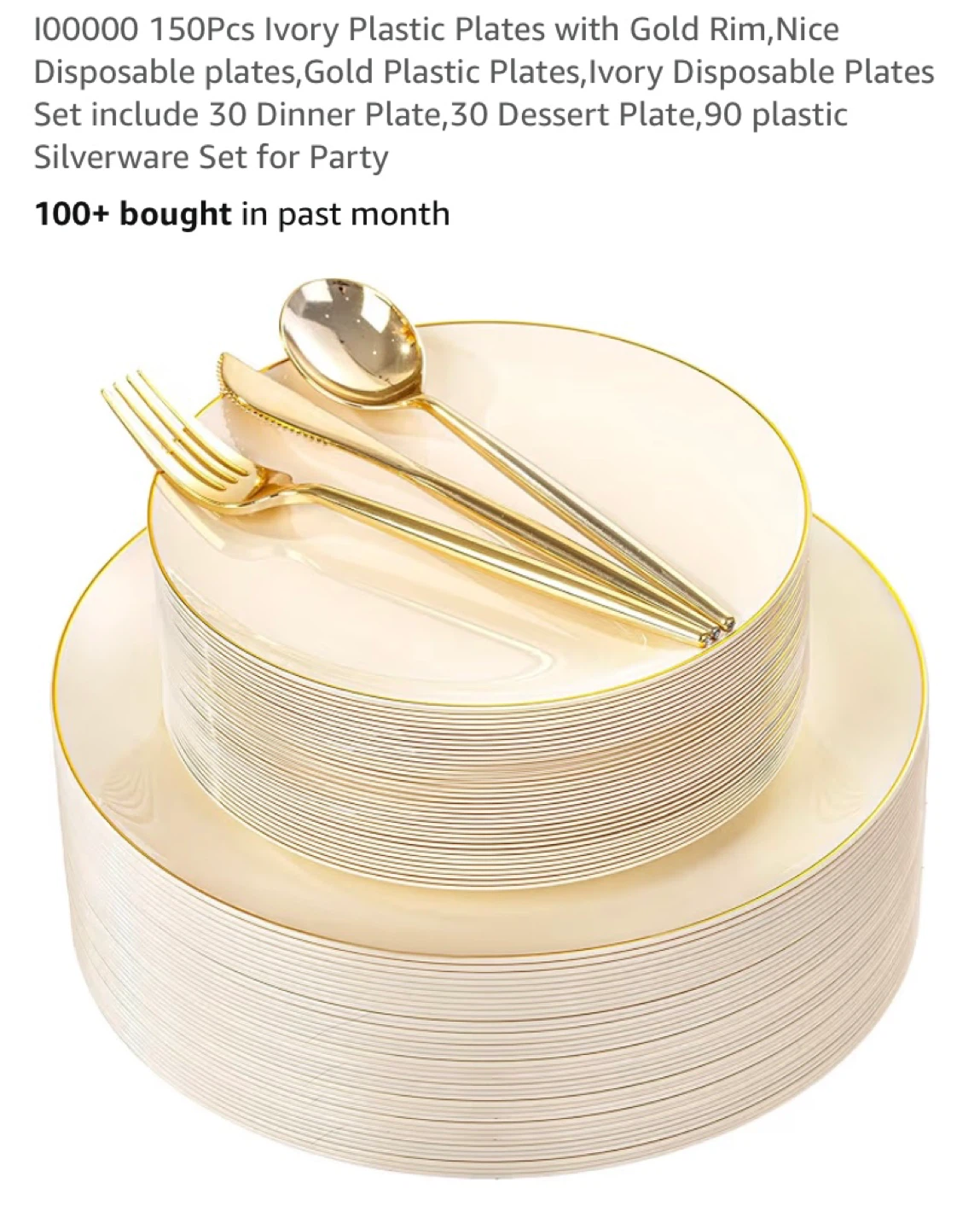 New 150Pcs Plastic Disposable Plates and Cutlery