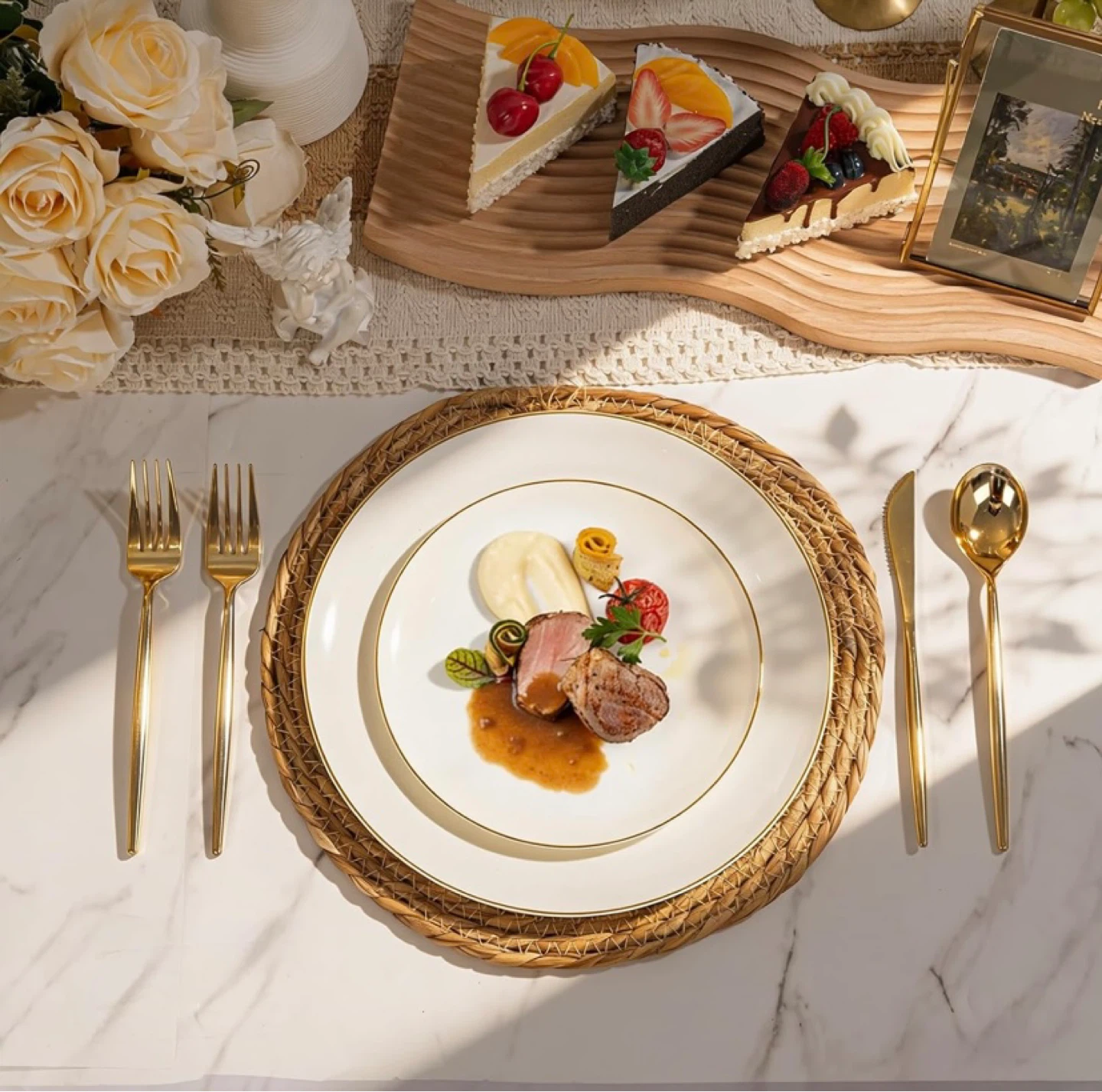 New 150Pcs Plastic Disposable Plates and Cutlery - photo 5