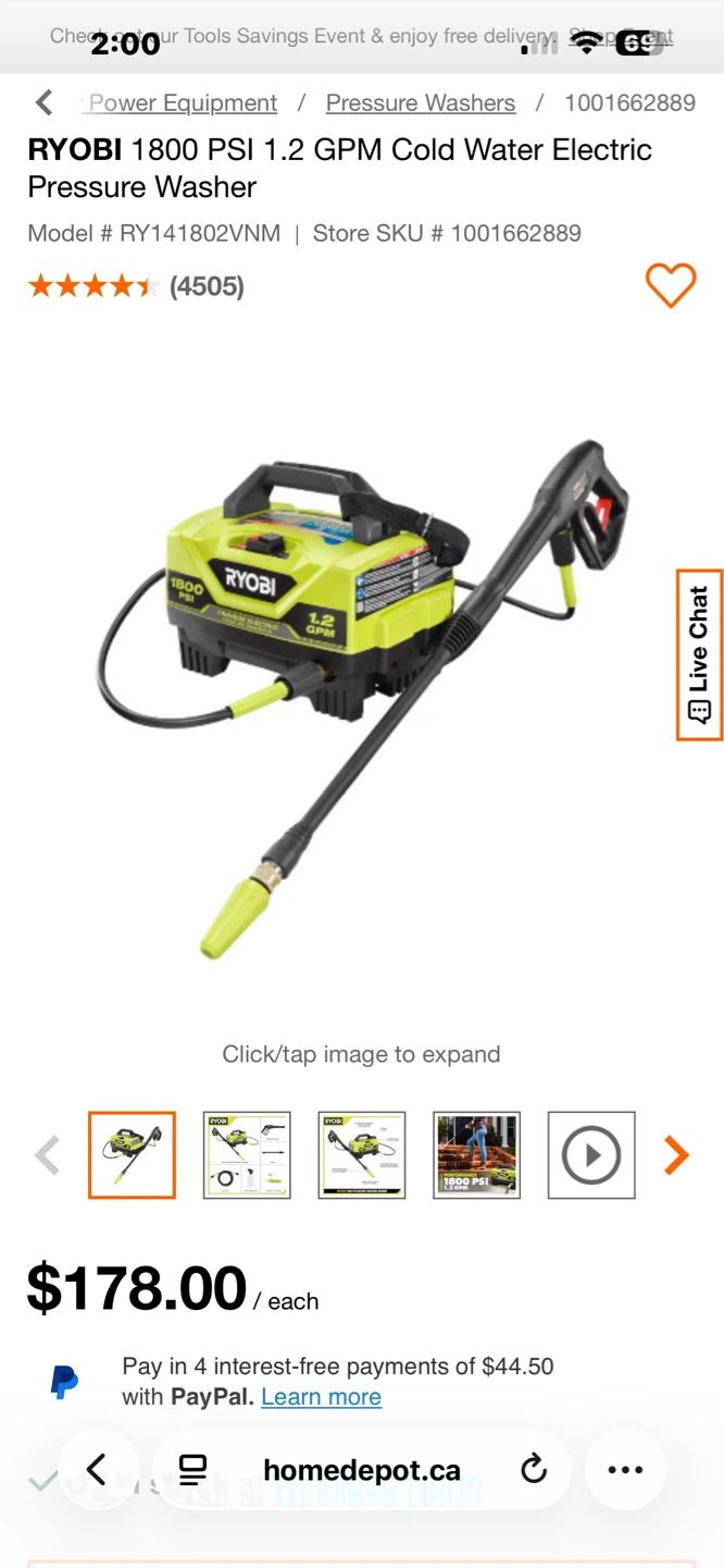 RYOBI 1800 PSI 1.2 GPM Electric Pressure Washer - photo 2