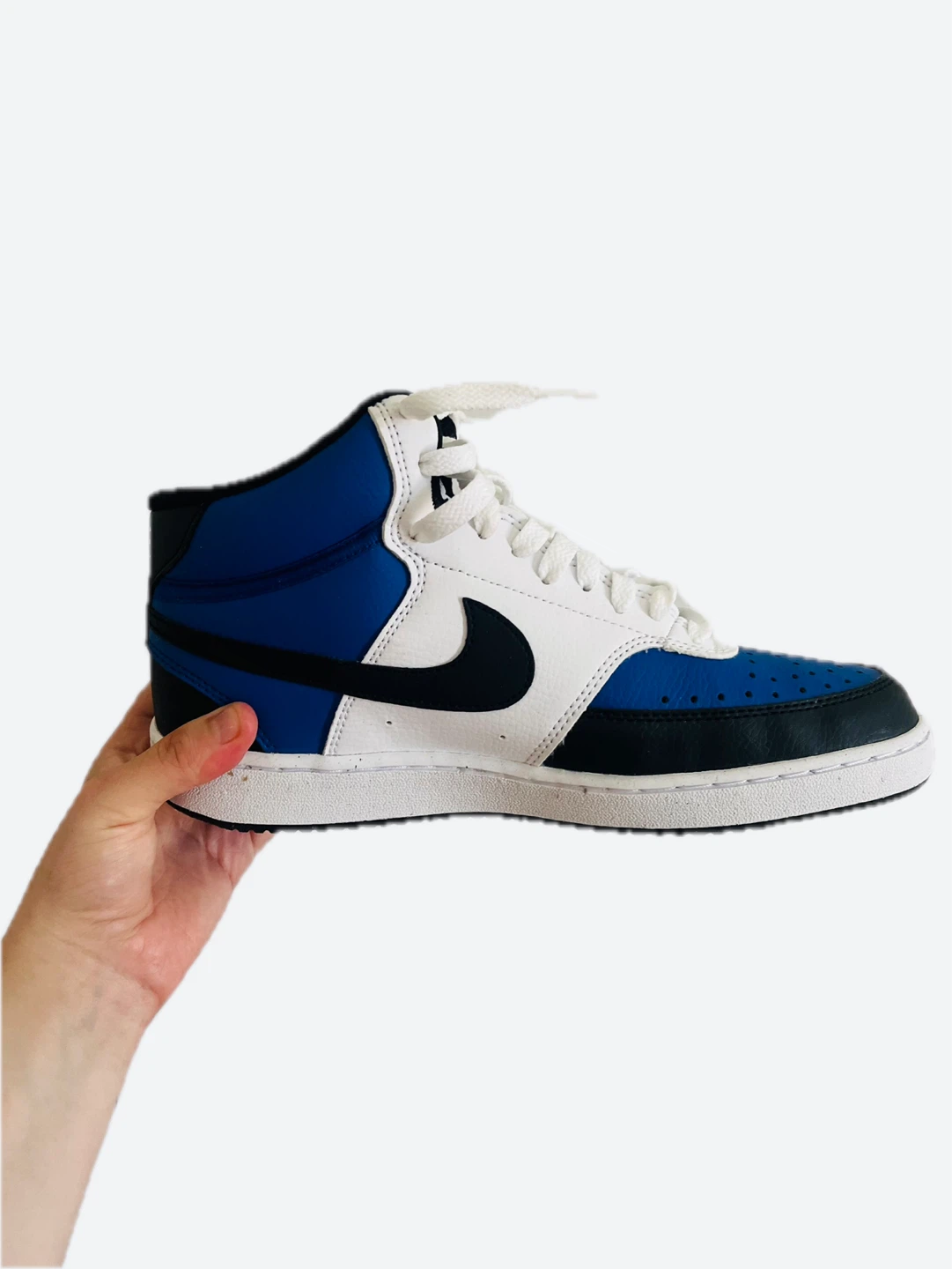 Baskets montantes Nike bleues et blanches