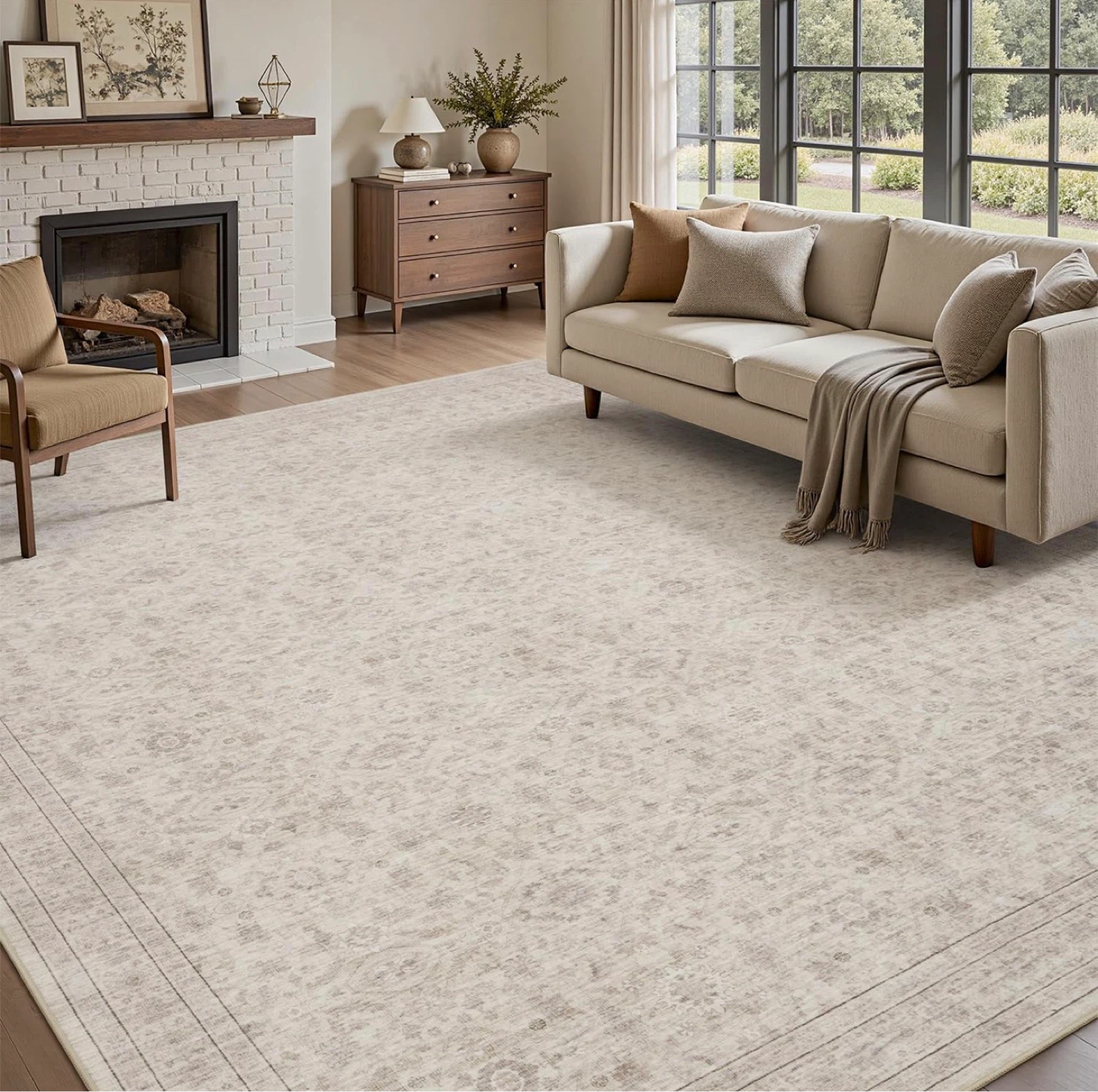 Vintage Distressed Area Rug - Non-Slip