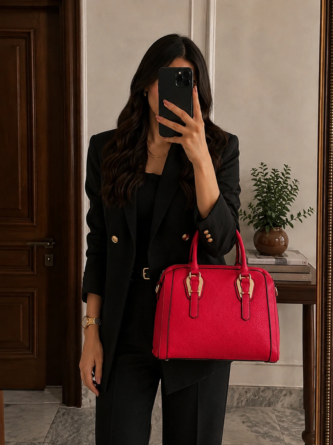 Red Top Handle Handbag - photo 3