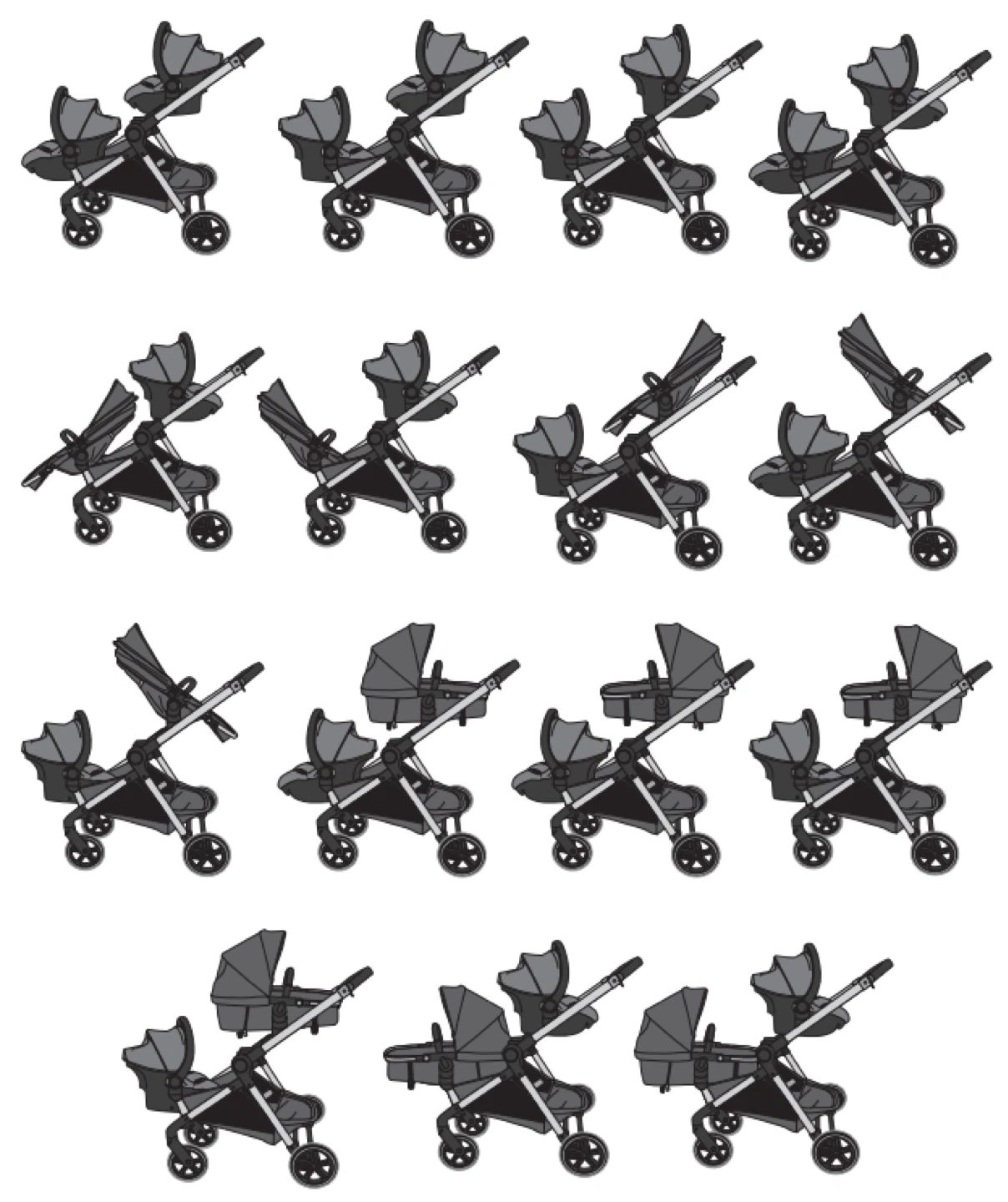 Double stroller 2 toddler seats 1 car seat with base - photo 2