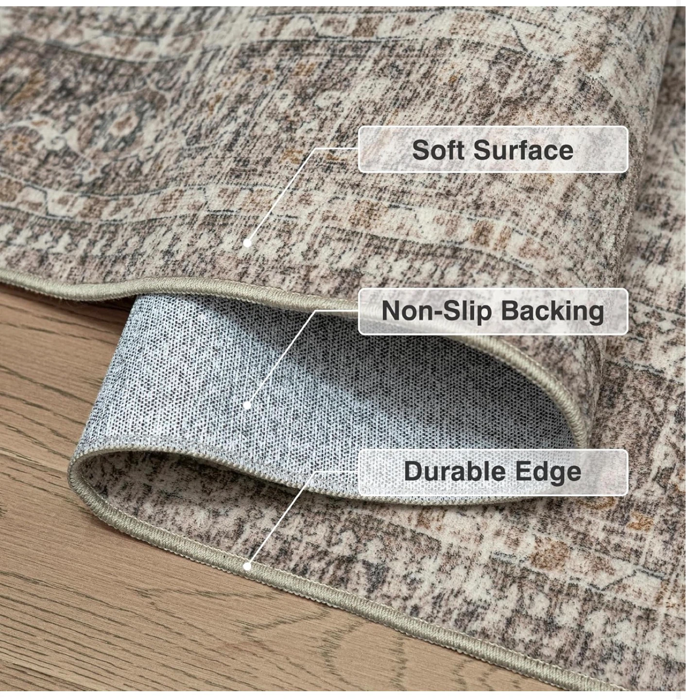 Low Pile Area Rug - Machine Washable - photo 3