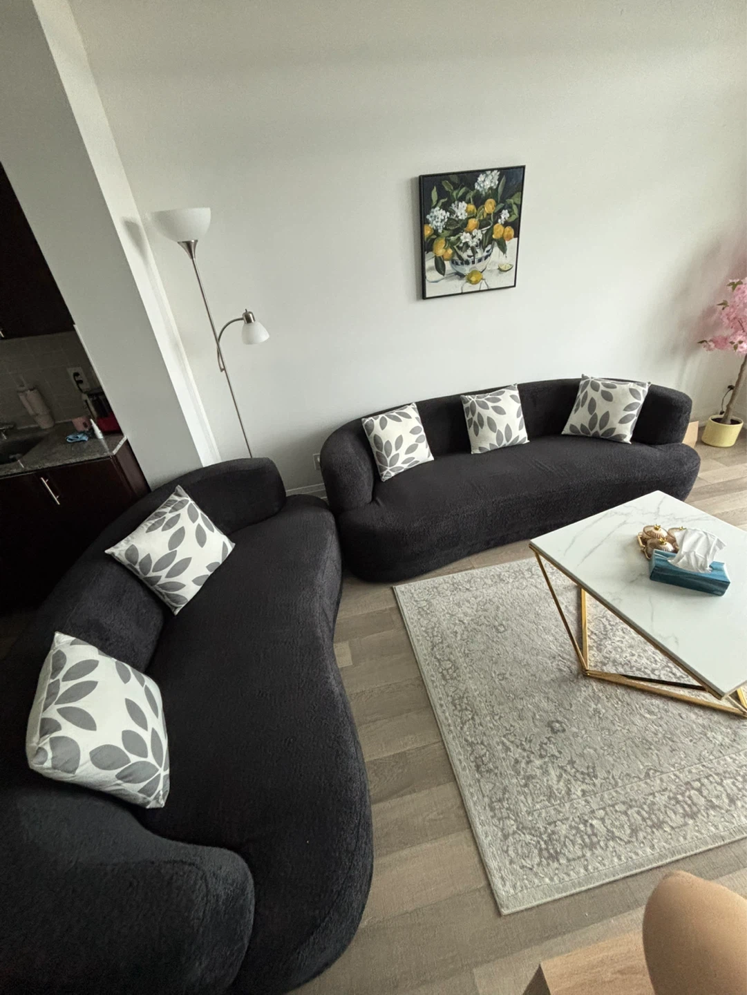 Curved Charcoal Sofa - photo 4