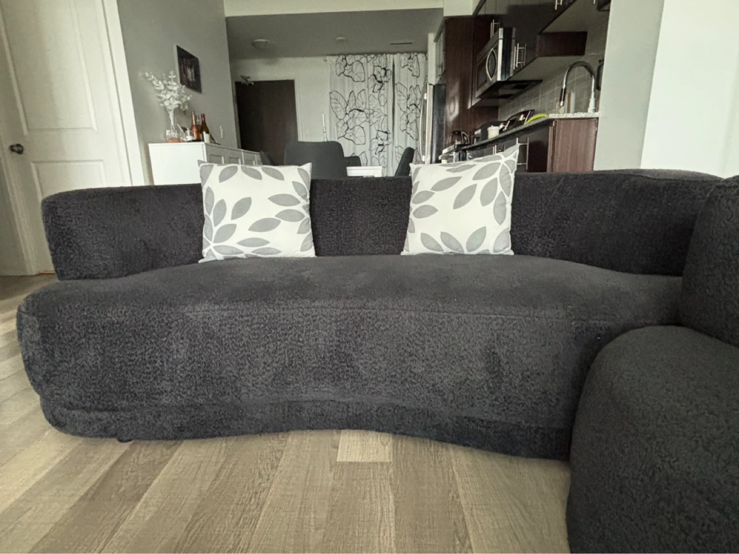 Curved Charcoal Sofa - photo 2