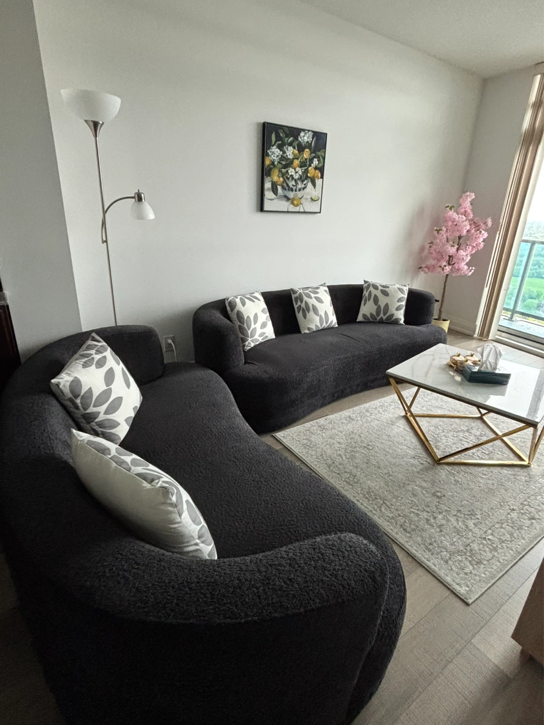 Curved Charcoal Sofa