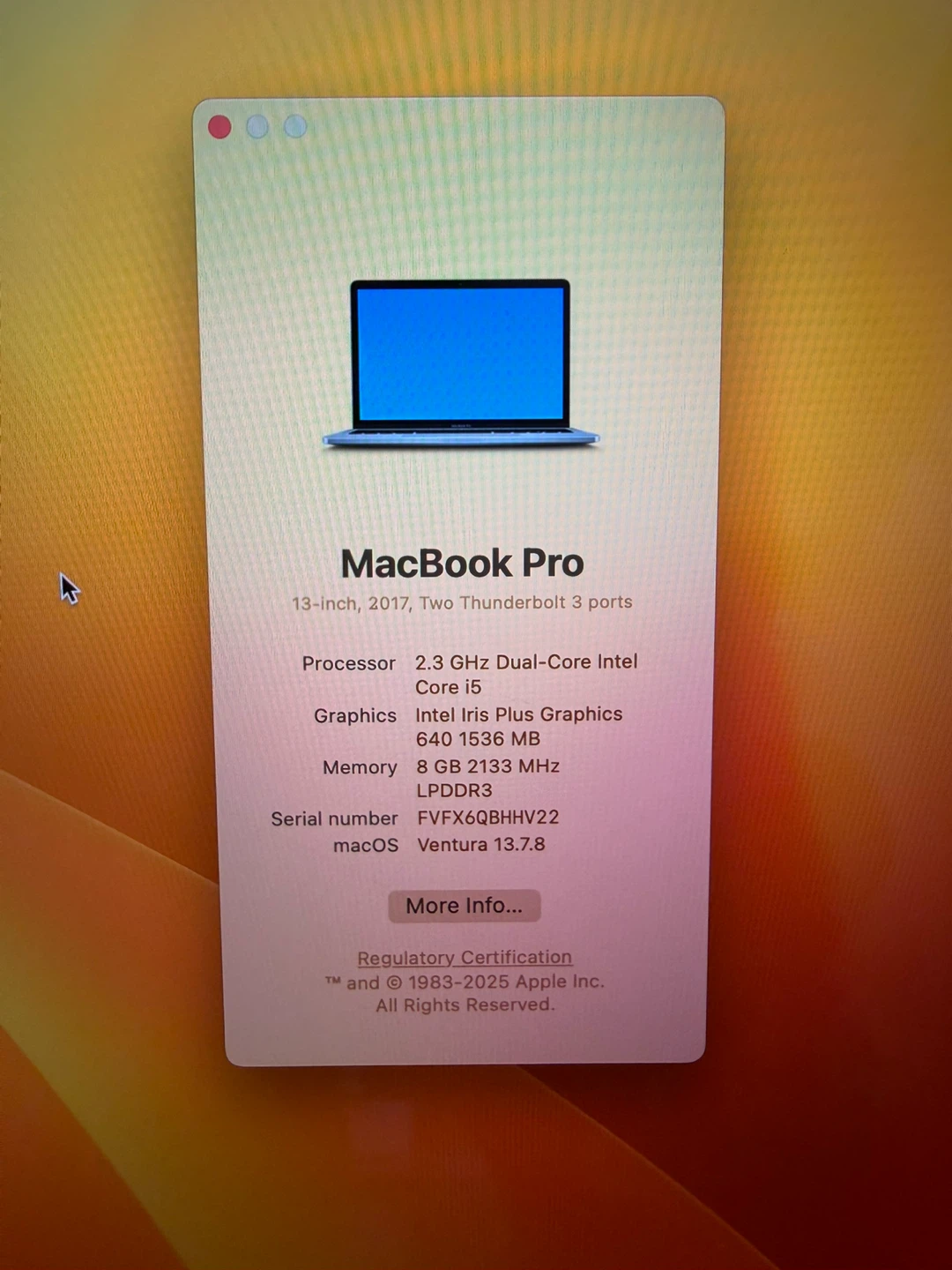 MacBook Pro 13” 2017/8GB RAM/256GB SSD/Fully Functional - photo 2