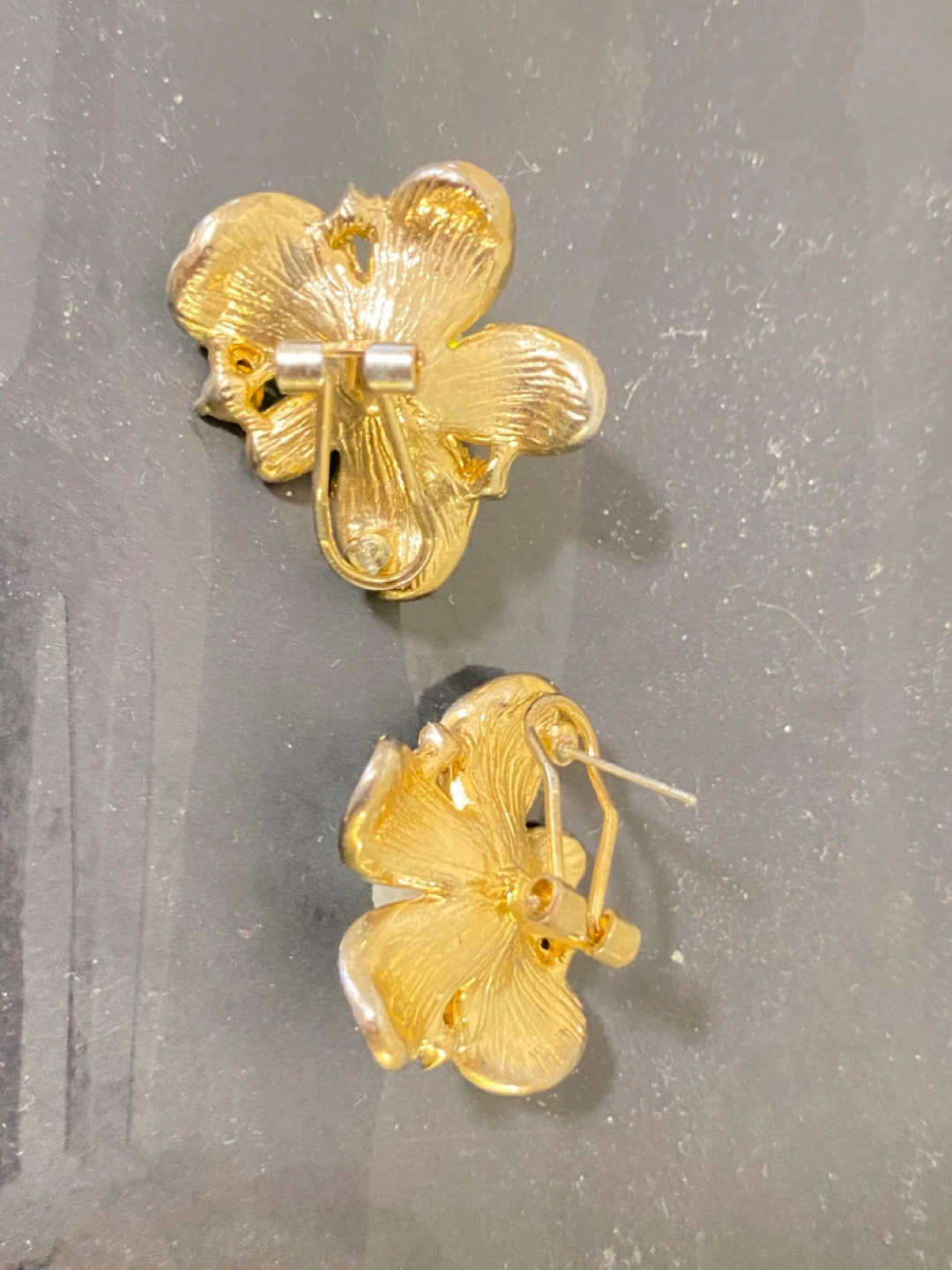 Lime Green Flower Earrings with Pearl Center - photo 2