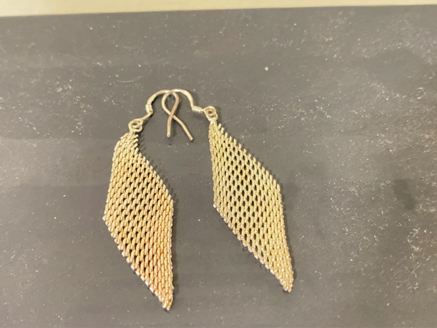 Gold Tone Mesh Drop Earrings
