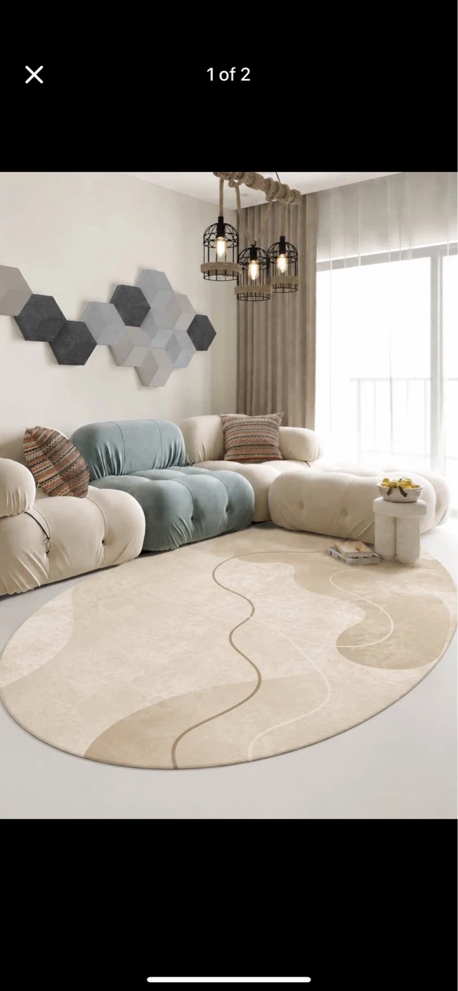 Abstract Wave Area Rug - Beige - photo 2