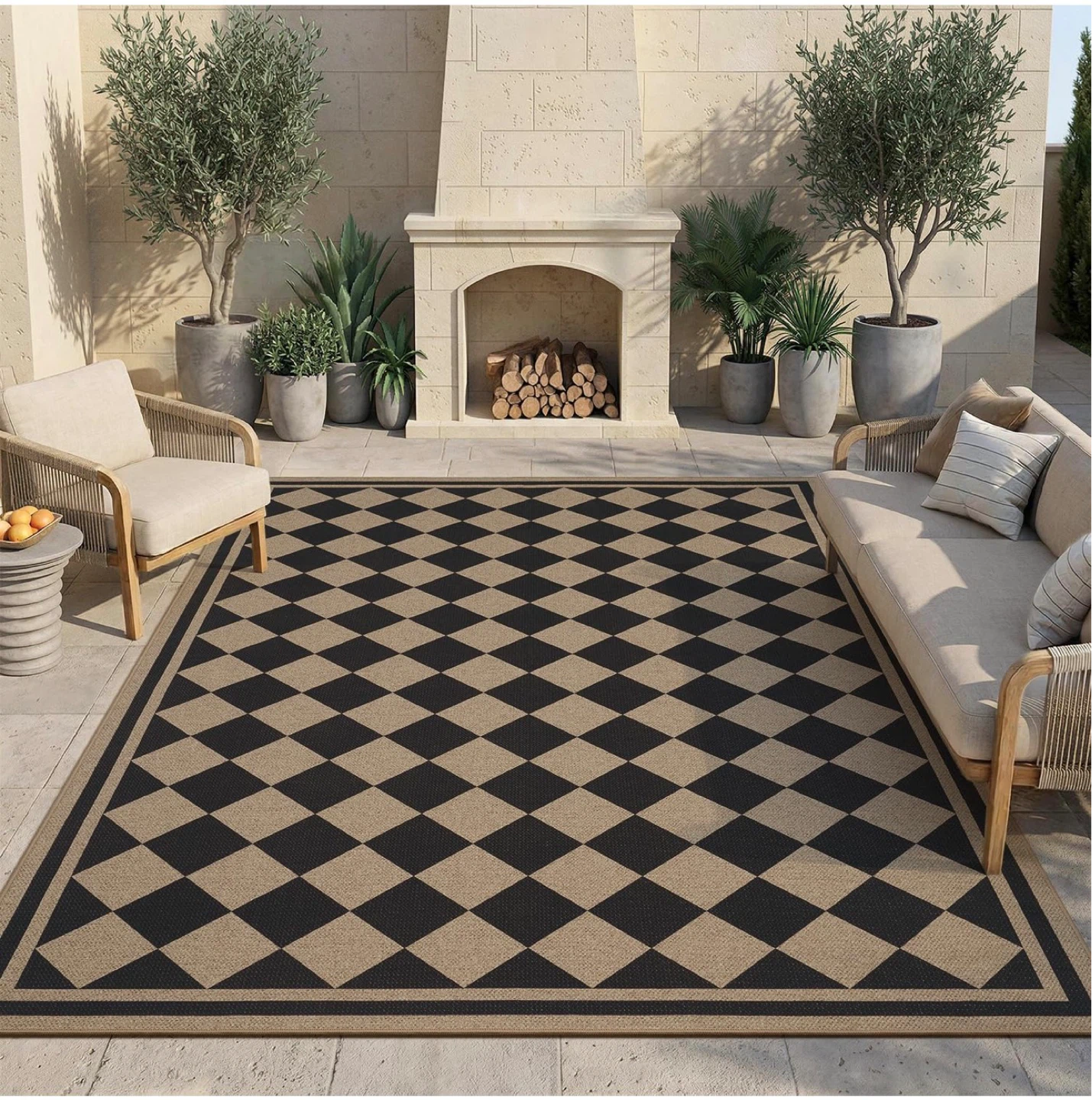 Black and Tan Diamond Pattern Area Rug - photo 2