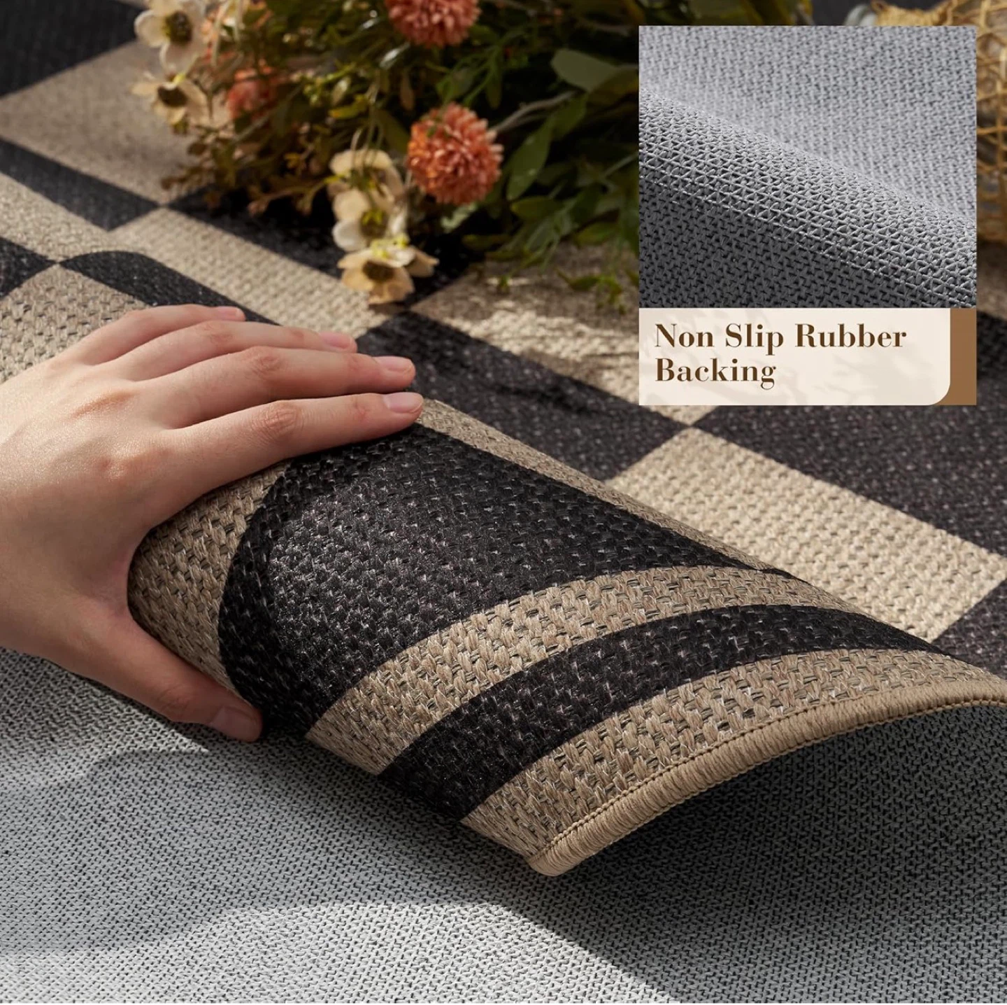 Black and Tan Diamond Pattern Area Rug - photo 5