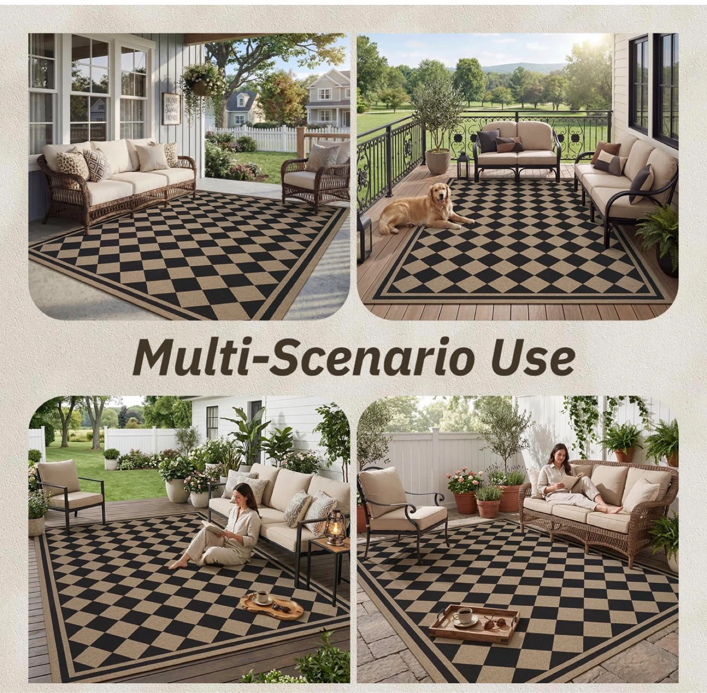 Black and Tan Diamond Pattern Area Rug - photo 4
