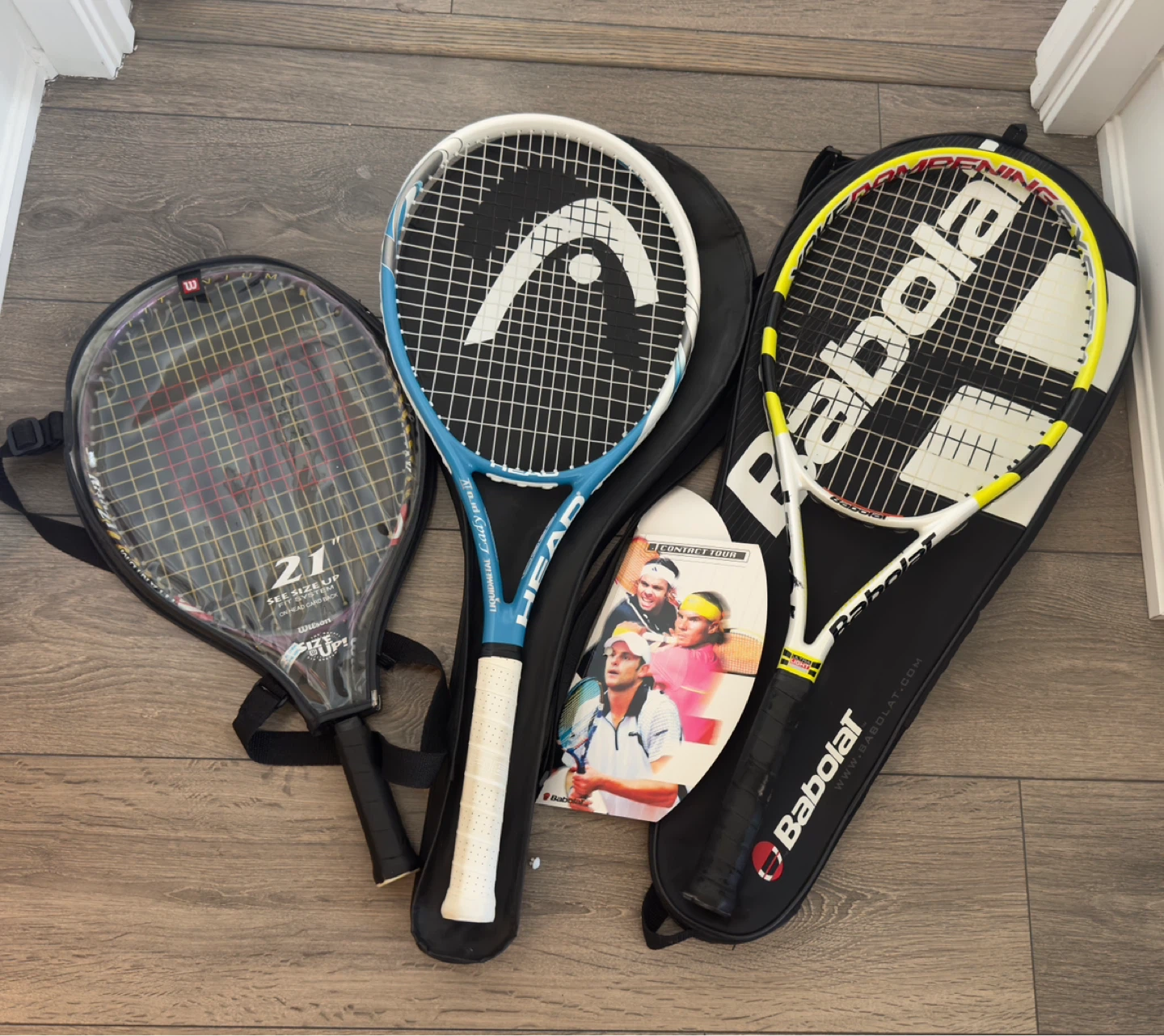 Wilson, Head, and Babolat Tennis Rackets with Cases