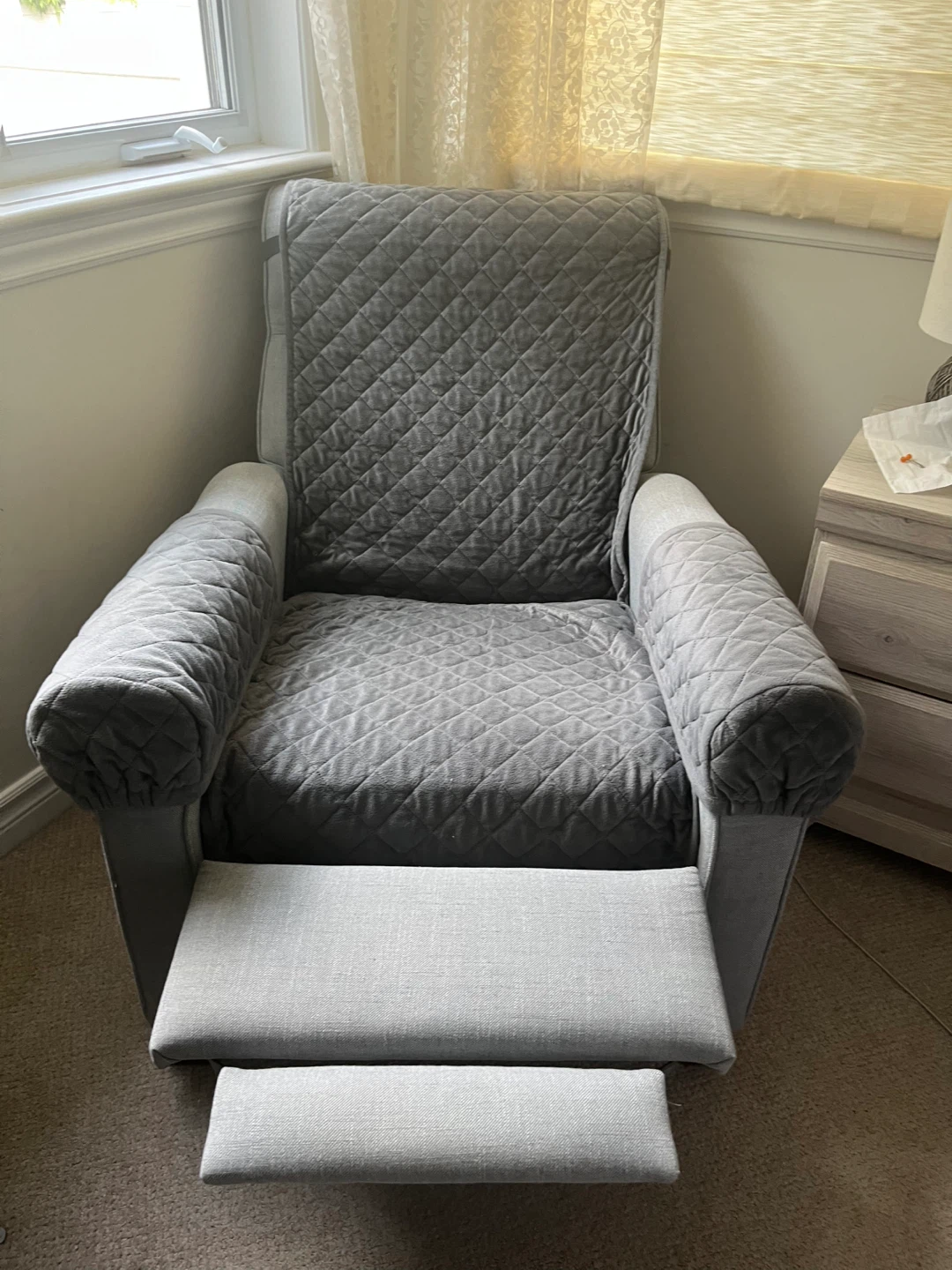 Grey Recliner Chair with Ottoman - photo 2
