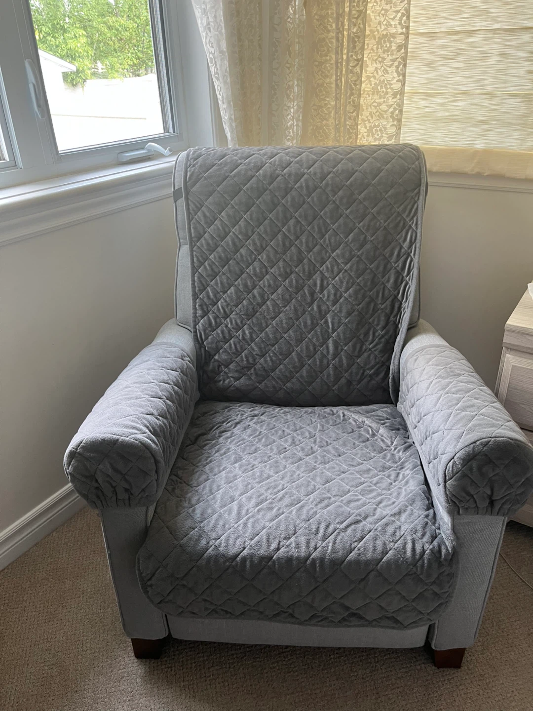 Grey Recliner Chair with Ottoman