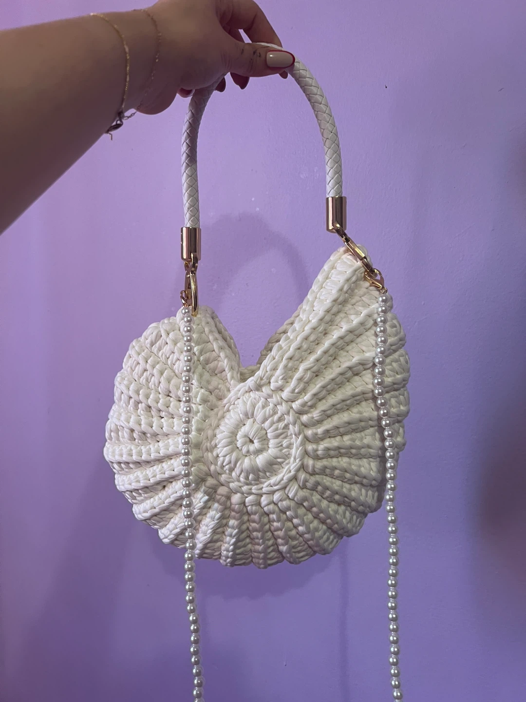 White Handmade Seashell Crochet  Bag - photo 3