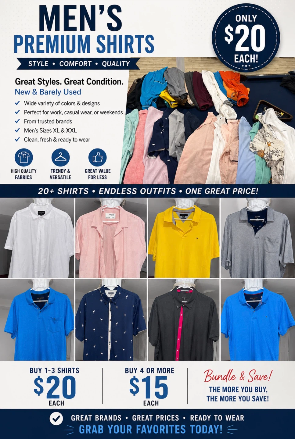 Men's Premium Shirts - XL & XXL