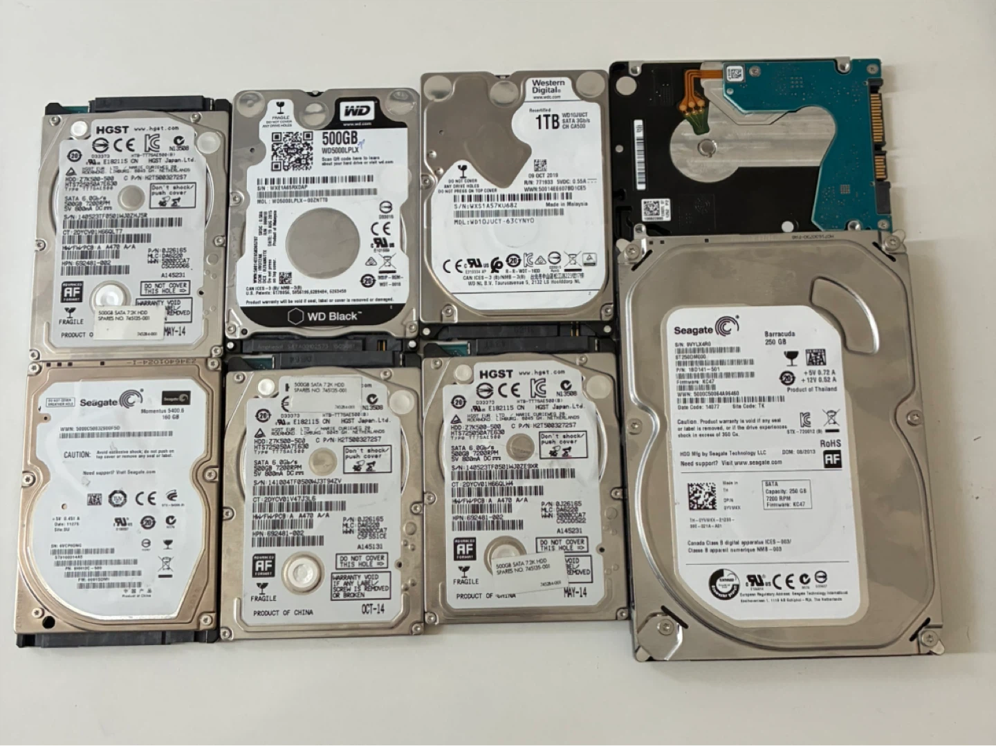 Lot of 8 Hard Drives (Over 4TB Total) - AS IS