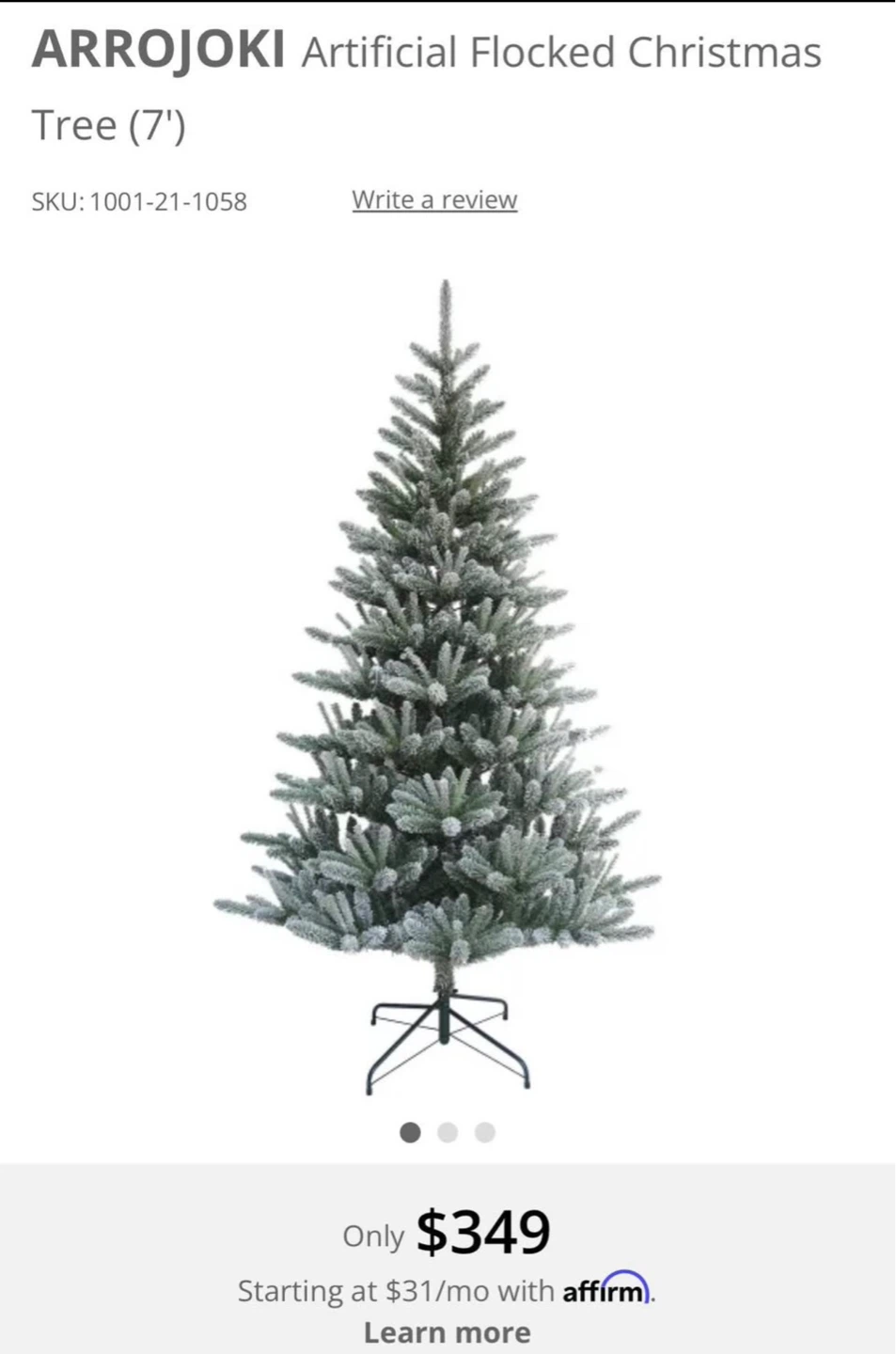 Arrojoki Artificial Flocked Christmas Tree (7') - photo 2
