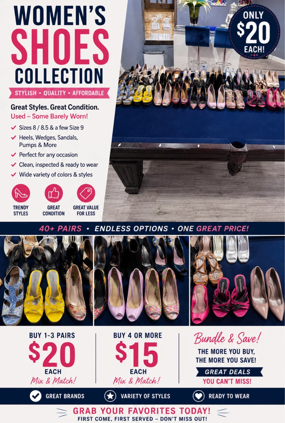 Women's Shoes Collection - Various Styles & Sizes