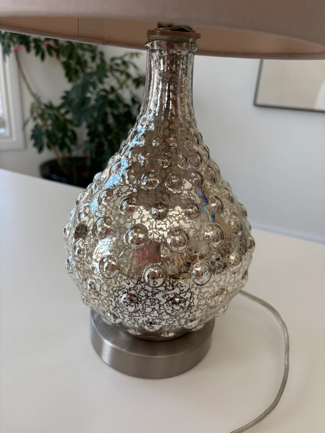 Textured Silver Glass Table Lamp - photo 2