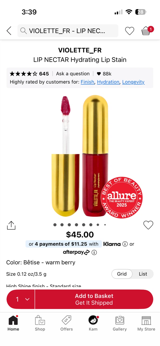 VIOLETTE_FR Lip Nectar Hydrating Lip Stain - Warm Berry