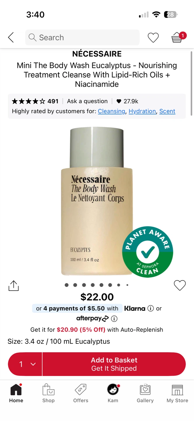 Nécessaire Mini The Body Wash Olbsian scent 3.4 oz