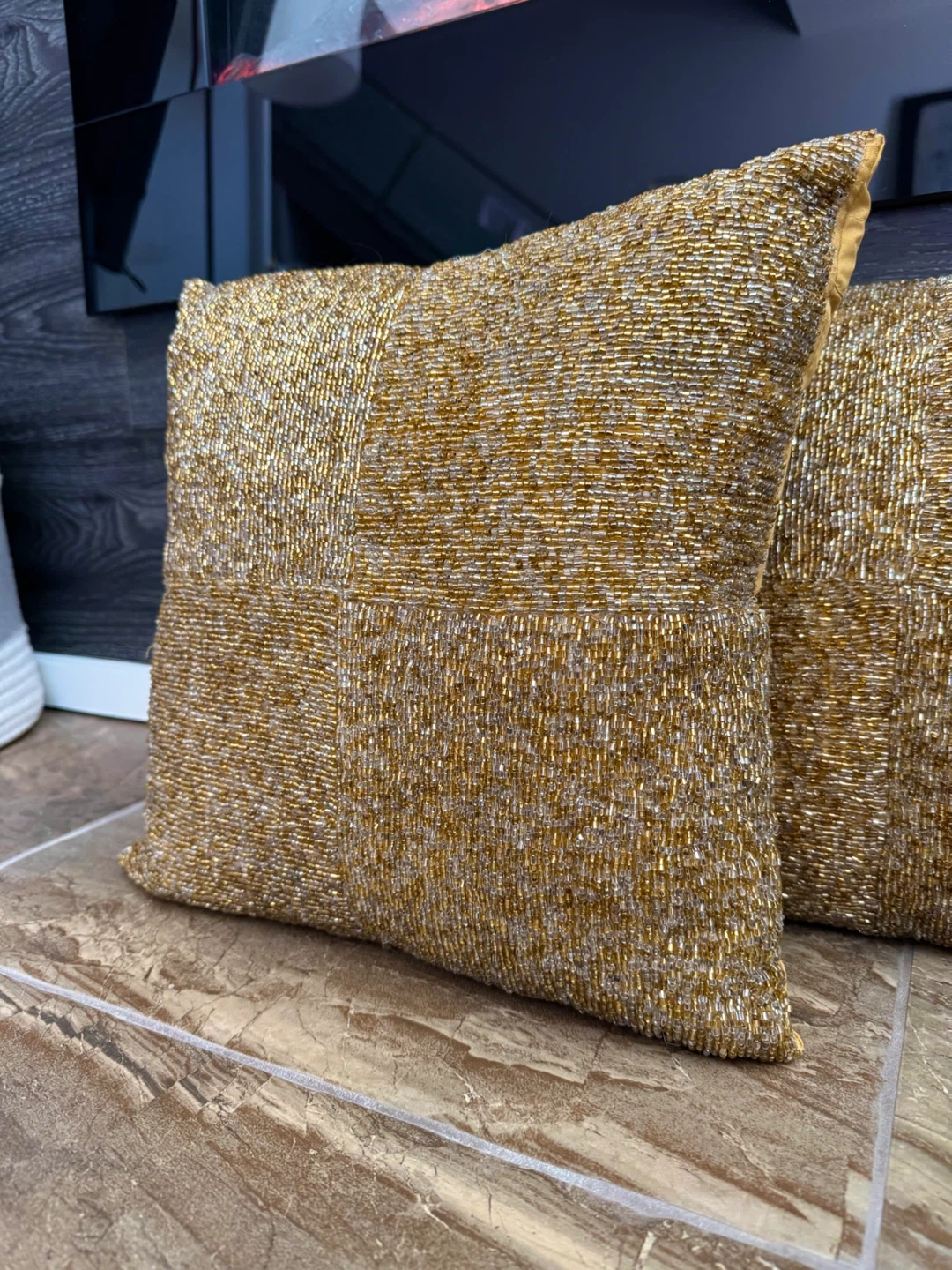 1 day sale! Luxury Pier 1 Beaded Accent Decor Pillows Set of 2 - photo 3