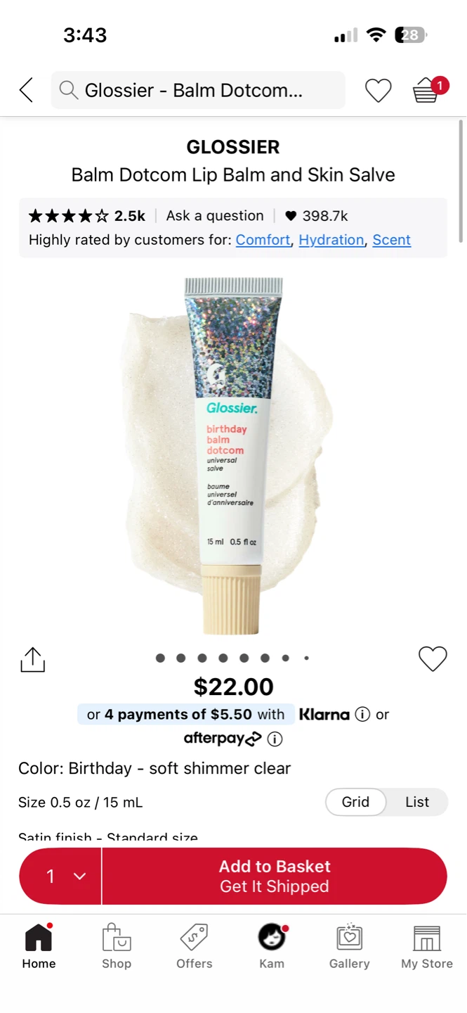 Glossier Balm Dotcom Lip Balm & Skin Salve - Birthday