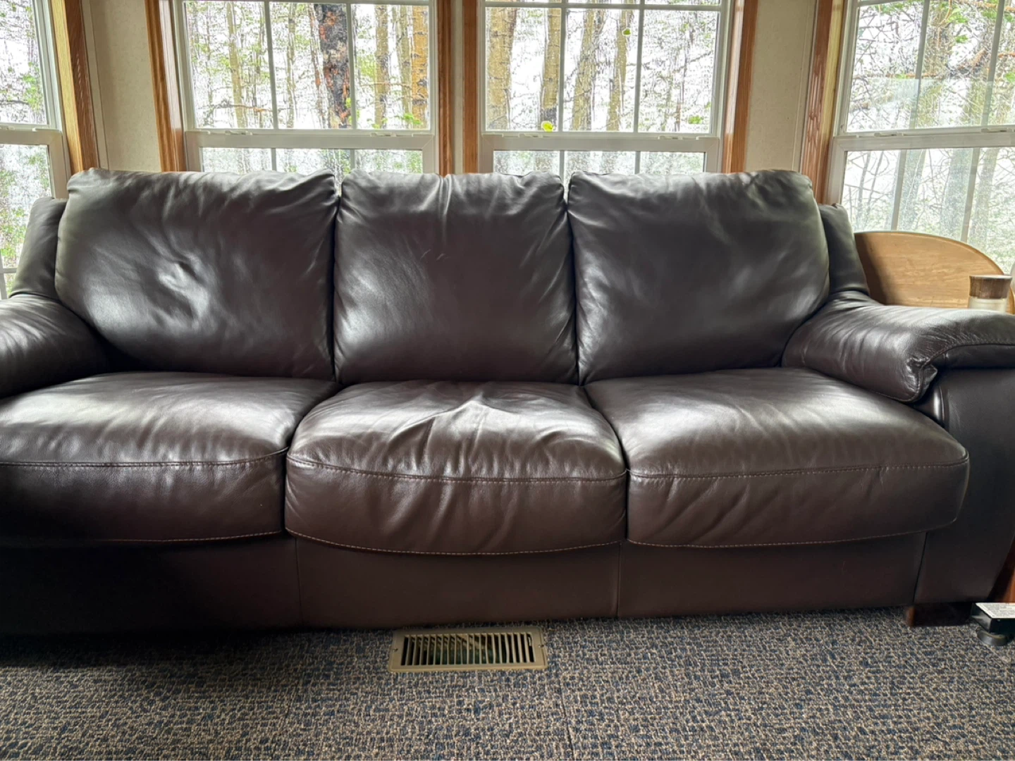 Genuine Leather Hide-a-Bed Couch – Excellent Condition