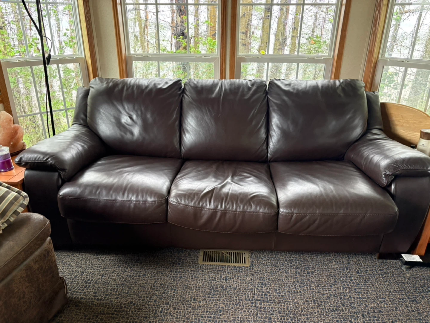 Genuine Leather Hide-a-Bed Couch – Excellent Condition - photo 2