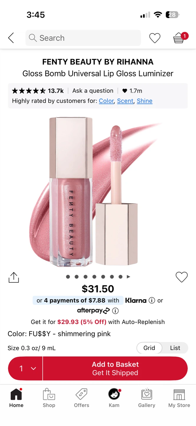Fenty Beauty Gloss Bomb Universal Lip Gloss Luminizer - FU$$Y