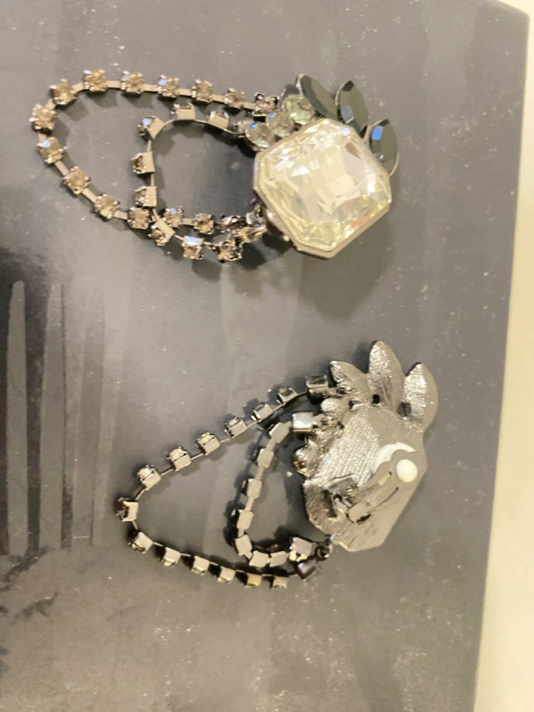 Clear Rhinestone Chain Drop Earrings - photo 2